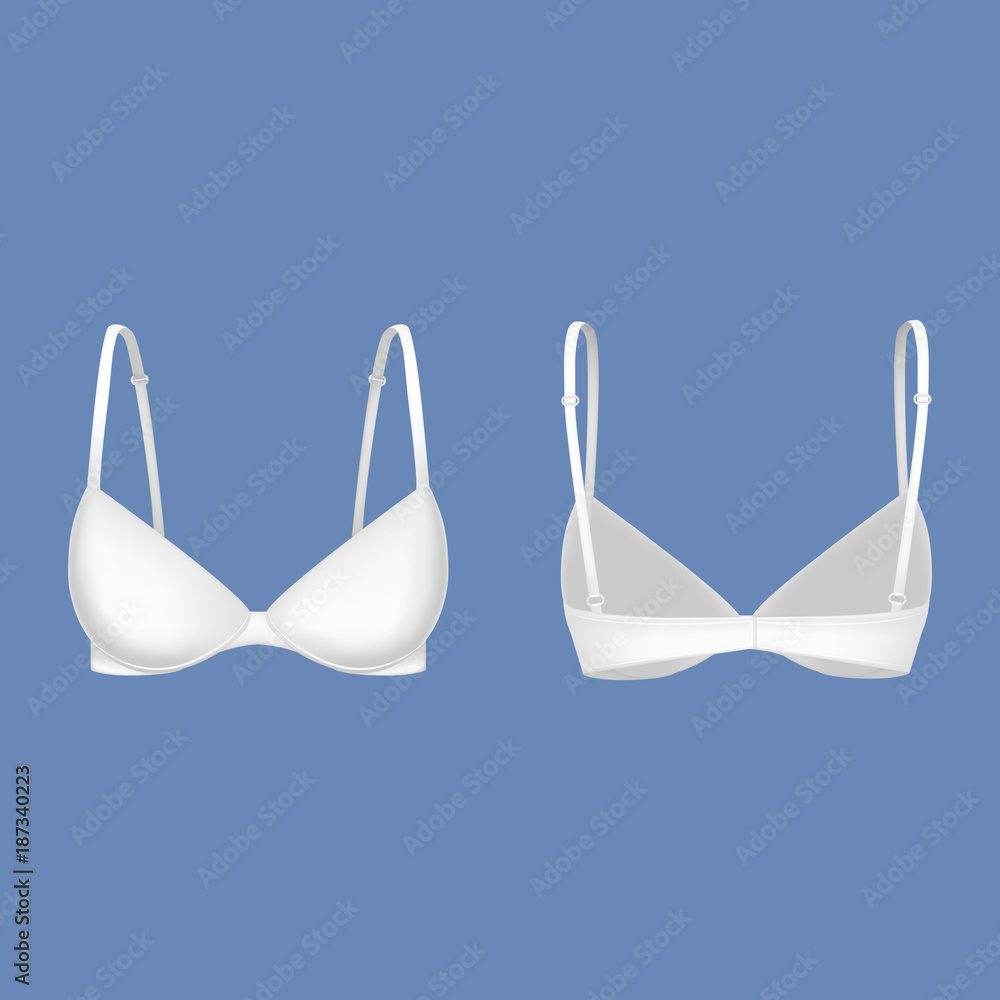 Realistic Detailed 3d Template Blank White Female Bra Mock Up. Vector ...