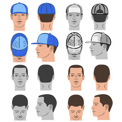 Poster - Baseball, tennis, rap cap and man head set