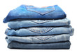© noombluesman - Blue jeans isolated on white background, jeans stacked