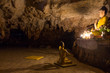 Buddha image with stalactite cave background.