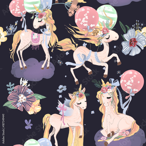 ladny-jednorozce-wzor-wzor-dla-dzieci-z-jednorozce-kwiaty-balony-i-chmury
