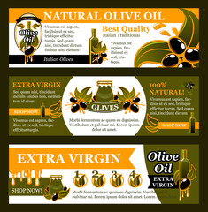 Wall Mural - Natural olive oil product banner set, food design