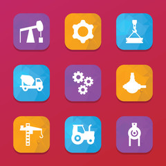 Wall Mural - Machinery icons. vector collection filled machinery icons set.