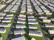 Caravan And Camping, Static Home Aerial View. Porthmadog Holiday Park Taken From The Air By A Drone