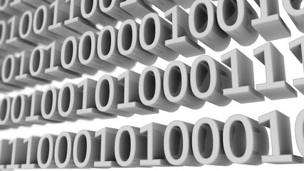 3d render. numbers zero and one in binary code