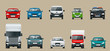 © Golden Sikorka - Car front view set. Vehicles driving in the city. Vector flat style cartoon illustration isolated on grey background