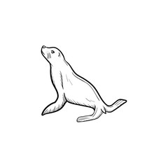 Poster - Vector hand drawn Fur seal outline doodle icon. Fur seal sketch illustration for print, web, mobile and infographics isolated on white background.