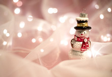Christmas Decorations With Snowman Toy. Christmas And New Year Concept