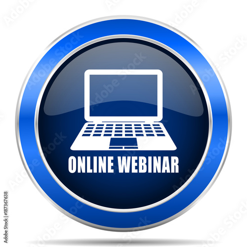 Online webinar vector icon. Modern design blue silver