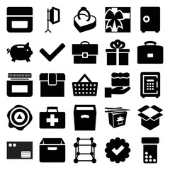 Canvas Print - Box icons. set of 25 editable filled box icons