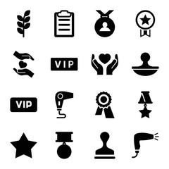 Sticker - Quality icons. set of 16 editable filled quality icons