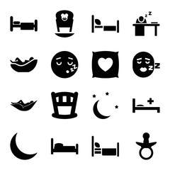 Wall Mural - Sleep icons. set of 16 editable filled sleep icons