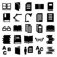 Sticker - Reading icons. set of 25 editable filled reading icons