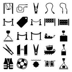 Poster - Rope icons. set of 25 editable filled rope icons