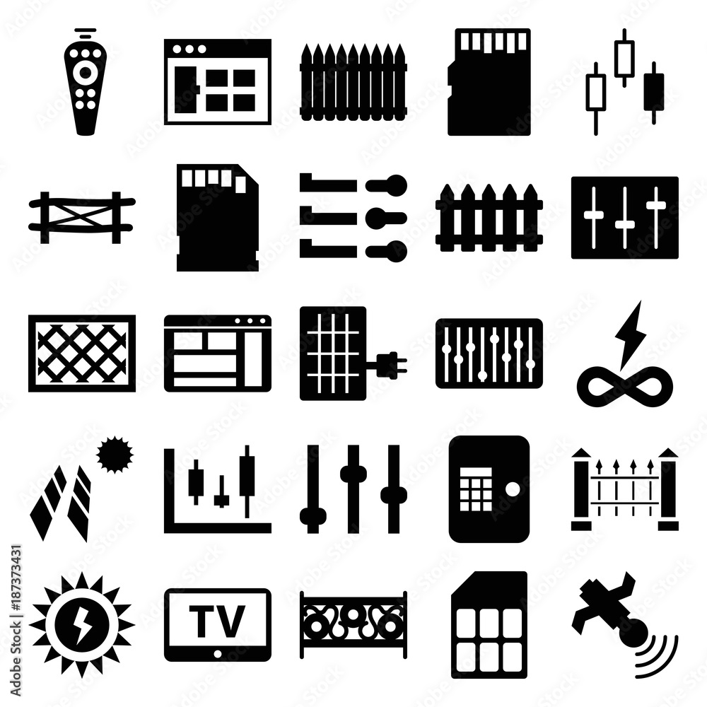 Panel icons. set of 25 editable filled panel icons Stock Vector | Adobe ...