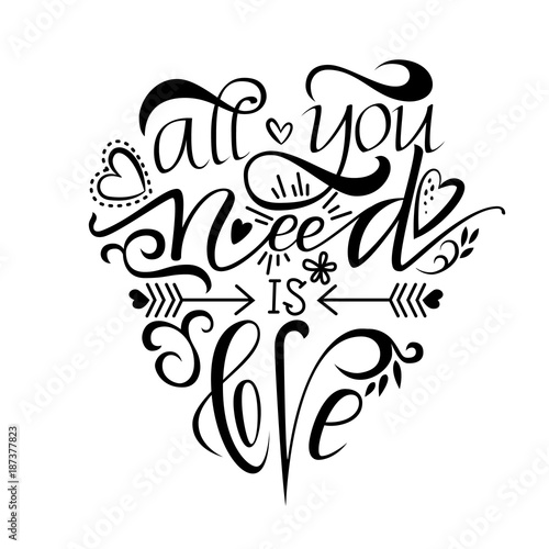 фотография Unique brushpen lettering all you need is love