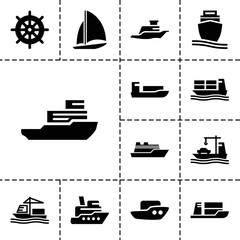 Poster - Cruise icons. set of 13 editable filled cruise icons
