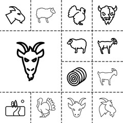 Wall Mural - Rural icons. set of 13 editable outline rural icons