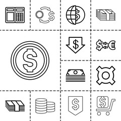 Sticker - Exchange icons. set of 13 editable outline exchange icons