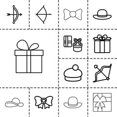 Canvas Print - Bow icons. set of 13 editable outline bow icons