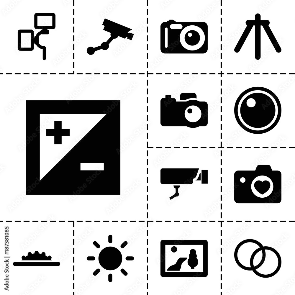 Camera icons. set of 13 editable filled camera icons Stock Vector ...