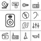 Fototapeta  - Music icons. set of 13 editable outline music icons