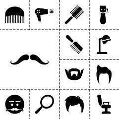 Sticker - Barber icons. set of 13 editable filled barber icons