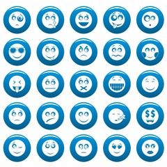 Poster - Smile icon set blue. Simple illustration of 50 smile vector icons for web