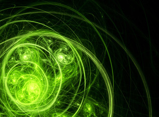 Poster - Green chaos on black background