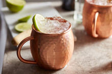 Alcoholic Drink In Copper Mug.