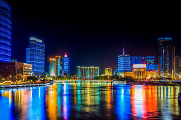 Wall Mural - Ningbo city architecture landscape night view