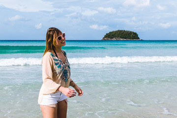 Poster - Girl at Kata Beach in Phuket Island, Thailand