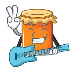 Poster - With guitar jam mascot cartoon style