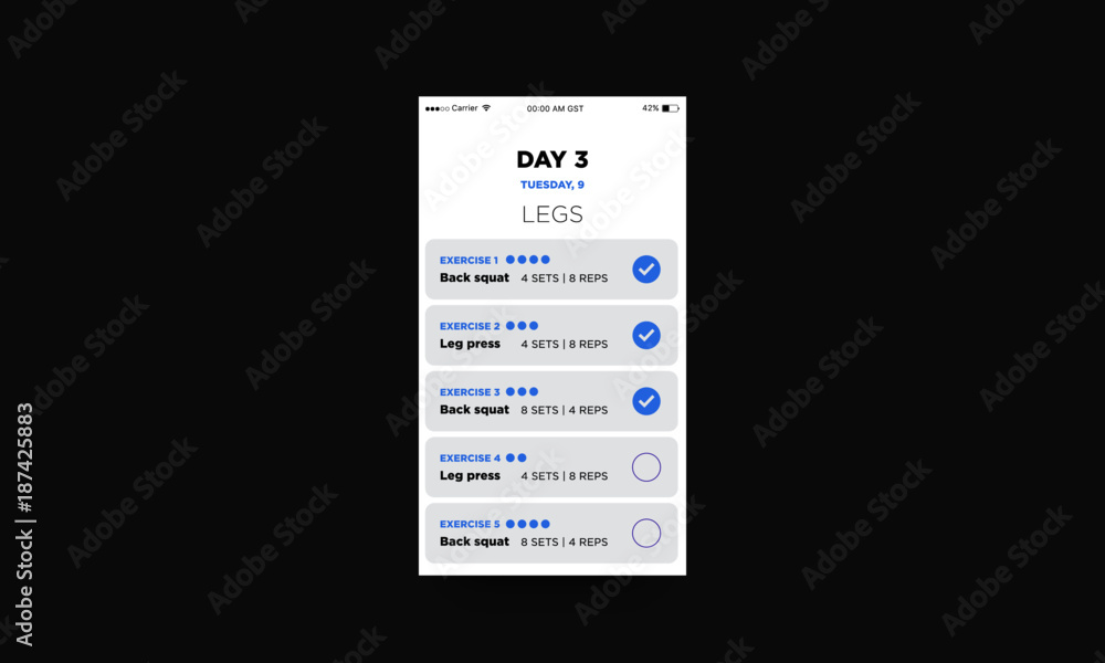 Workout App UX UI Design for Exercise Stock Vector | Adobe Stock