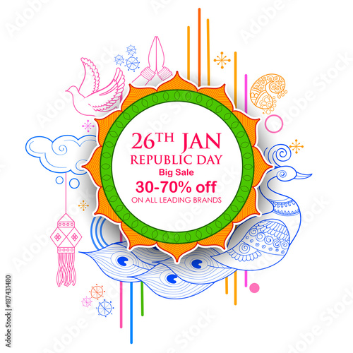 Indian Background With Tricolor For 26th January Happy Republic