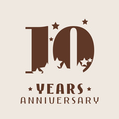 10 years anniversary vector icon, logo