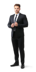 Poster - Handsome man in formal suit on white background