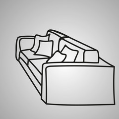 Sticker - sketch of a sofa with pillows