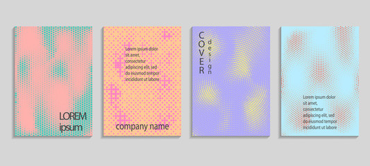 Minimal abstract vector halftone covers design. Future geometric template. Vector templates for placards, banners, flyers, presentations and reports