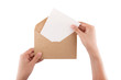 Brown envelope isolate on white background with clipping path