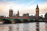 Fototapeta Big Ben - London cityscape with Palace of Westminster Big Ben and Westminster Bridge in a morning light
