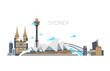Sydney city vector panorama. Australia travel landmark in flat style