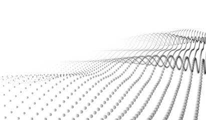 Wall Mural - vector abstract futuristic digital landscape with particles dots and stars on horizon. computer geom