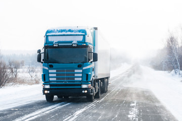 Truck on a winter road