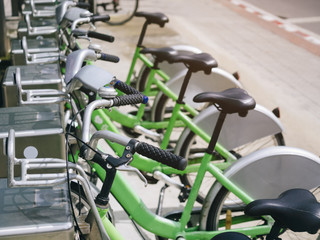 Wall Mural - Bicycle Rental in row Bike trip City ride Urban lifestyle Transportation