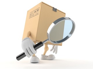 Canvas Print - Package character looking through magnifying glass