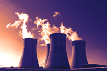 Nuclear Power Plant Dukovany At Sunset In Czech Republic Europe
