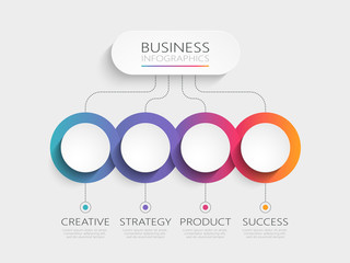 modern 3d infographic template with 4 steps. business circle template with options for brochure, dia