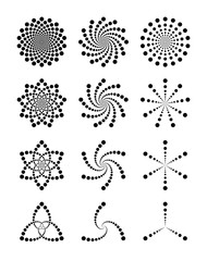 Fototapete - Vector set of abstract dotted shapes.
