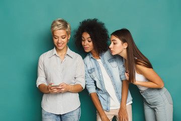 Three female friends in studio